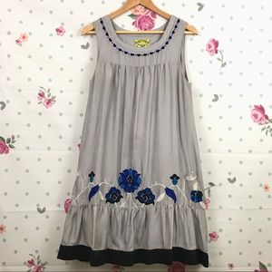 Anthropologie | Floreat Gray Silk Blend Dress